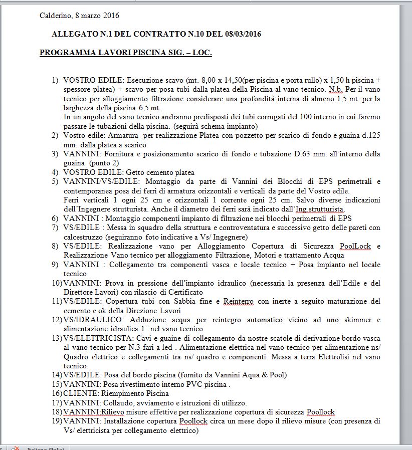 Descrizione dei lavori da effettuare